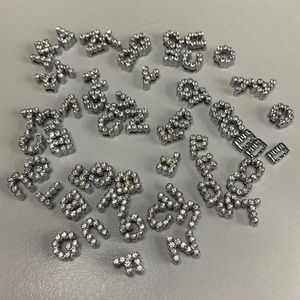 Slider charms lot alphabet crystal rhinestone silver